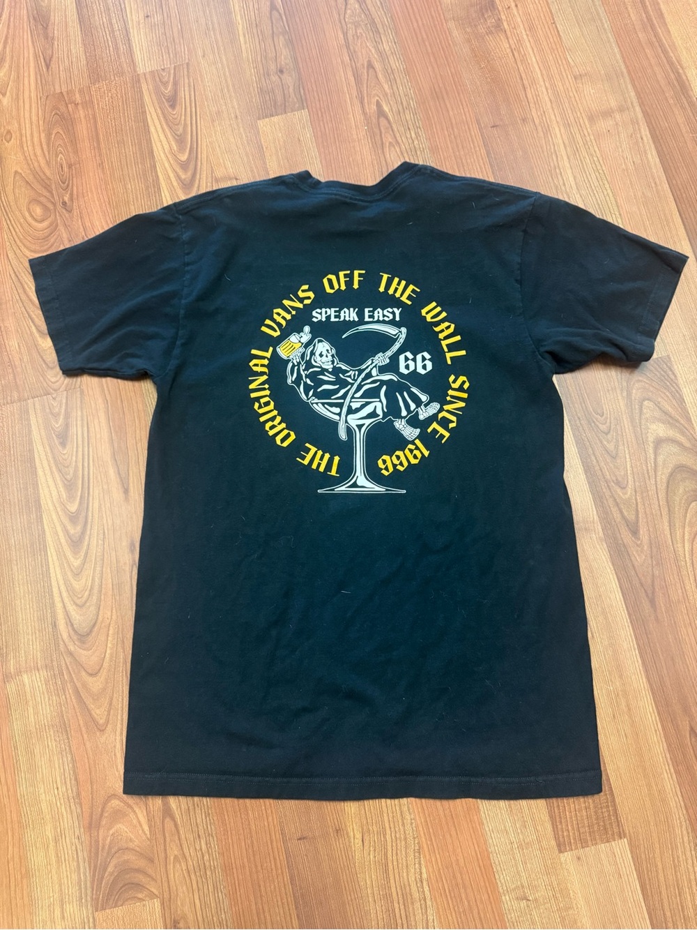 Vans Black Short-Sleeve Tee with Yellow & White Back Graphic
